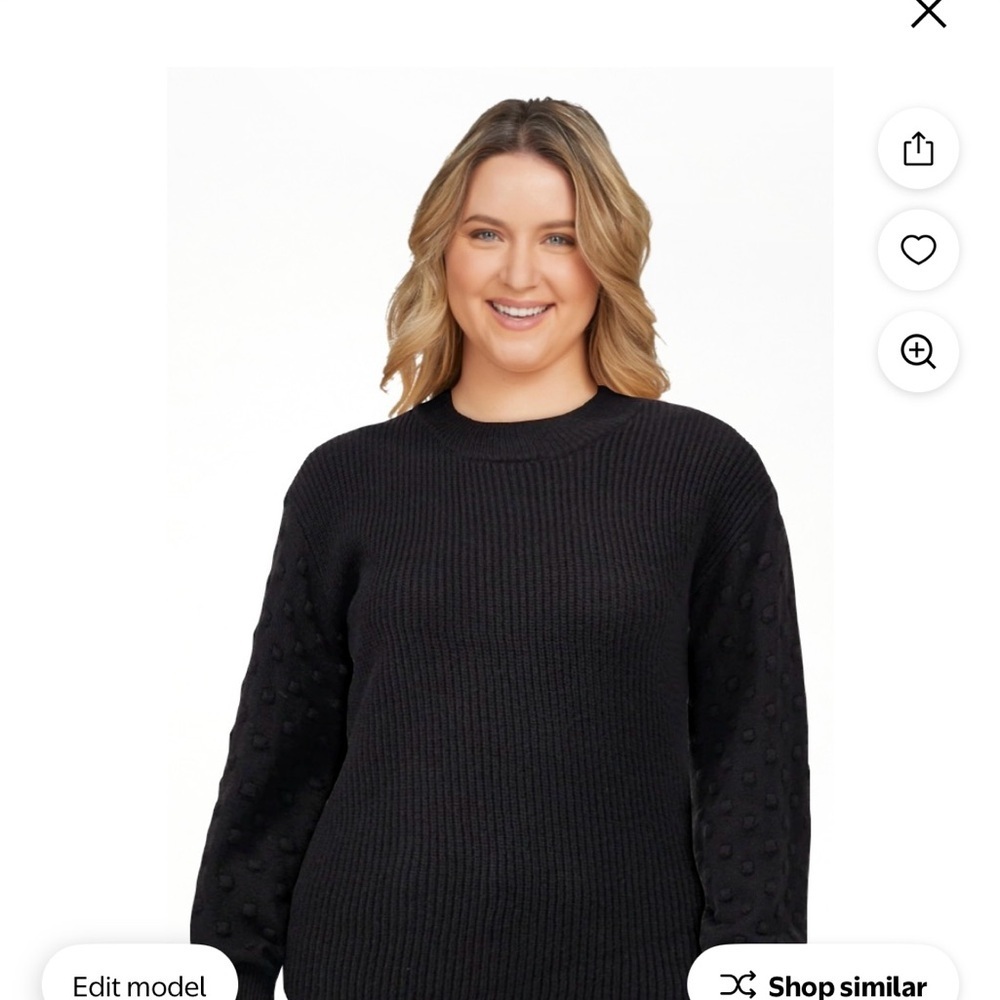 Vince Camuto Black Textured Crew Neck Sweater - Picture 2 of 5